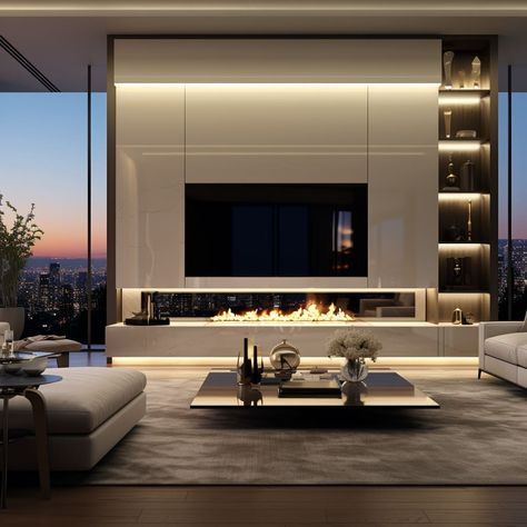 Fireplace And Tv Unit, Tv Cabinet Interior Design, Tv Unit With Fireplace Modern, Tv And Fire Wall Ideas Modern, Tv Built In Wall Unit With Fireplace, Fireplace Tv Wall Modern, Big Tv Wall Ideas Living Room, Full Wall Fireplace, Tv Unit With Fireplace