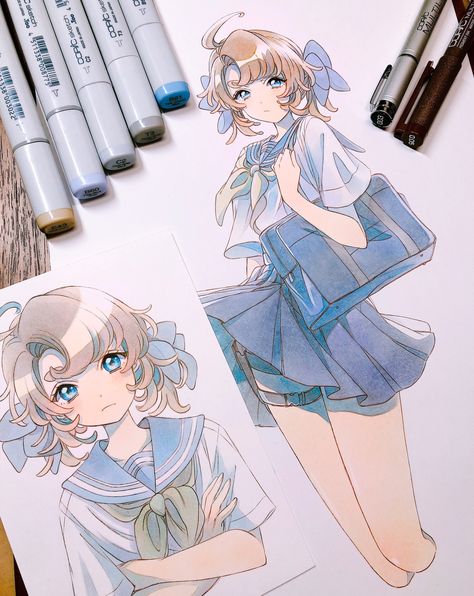 Drawing Ideas Creative, Copic Drawings, Markers Art, Manga Watercolor, Copic Marker Art, Copic Art, Glowing Art, Sketchbook Inspiration, Ideas Creative