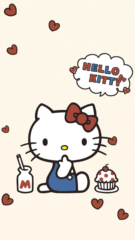 Hello Kitty Bg, Classic Hello Kitty, Hello Kitty Frame, Plain Wallpaper Iphone, Kitty House, Sanrio Wallpapers, Hello Kitty Printables, Hello Kitty House, Kitty Aesthetic