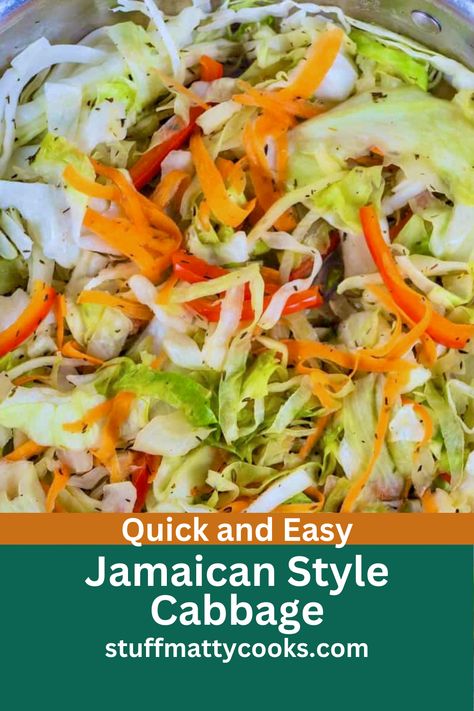 Looking for a quick and delicious vegan dish? Try this quick Jamaican cabbage recipe! Learn how to make Jamaican cabbage that’s flavorful and nutritious. Perfect for any meal. Check out Stuff Matty Cooks for more! #JamaicanCabbage #QuickRecipes #Vegan #JamaicanStyleCabbage #StuffMattyCooks Steam Cabbage Jamaican, Jamaican Style Cabbage, Jamaican Fried Cabbage Recipes, Caribbean Cabbage Recipes, Jamaican Cabbage And Carrots, Carribean Cabbage Recipes, Jamaican Slaw, Jamaican Cabbage Recipe, Steamed Cabbage Recipe