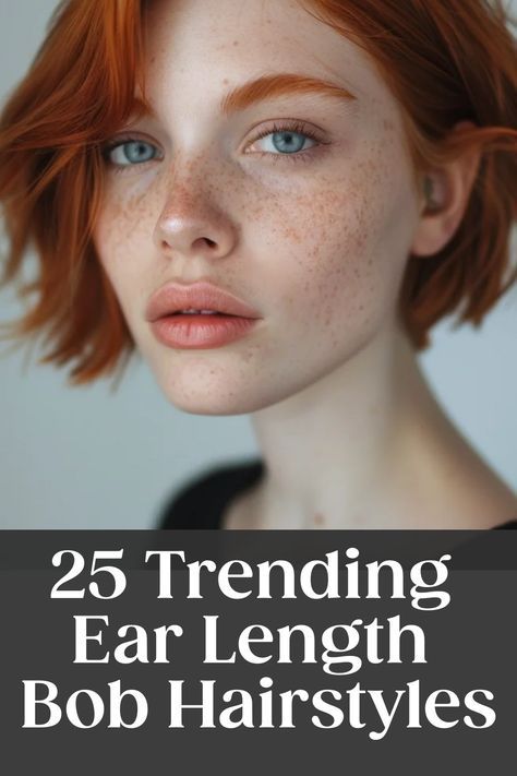 Discover trendy ear length short bob hairstyles that are perfect for a stylish and low-maintenance look. Get inspired by these chic and versatile cuts! Short Hairstyles For Blonde Hair, Flattering Bob Hairstyles, Micro Bob No Bangs, Types Of Bobs Haircuts, Flippy Bob Hairstyles, Bobs For Straight Hair, Ear Length Bob With Bangs, 2024 Short Bob Hairstyles, Short Hair Summer 2024