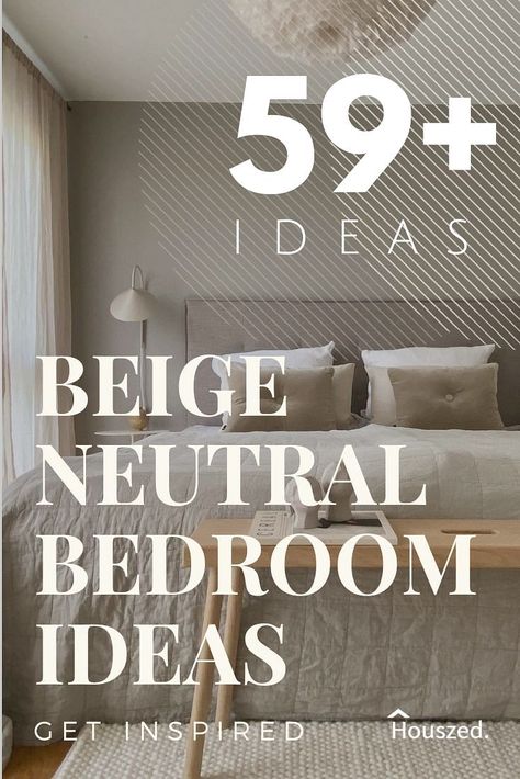 59 Beige Bedroom Ideas That Will Change Your Mind in 2022 | Houszed Taupe White Bedroom, Beige Bedroom Color Scheme, Beige Bedrooms Decor, Bedroom Ideas Master Color Schemes Beige, Light Gray And Beige Bedroom, Bedroom Cream And Black, Black White Taupe Bedroom, Cream Bedrooms Ideas Inspiration, Beige Tone Bedroom