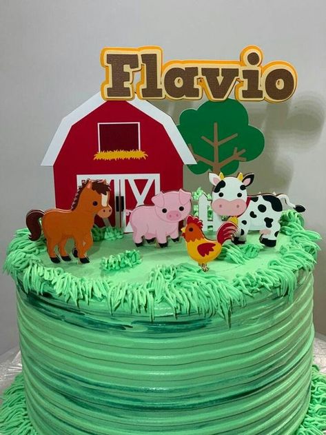 Farm Animals Cake, Farm Birthday Cakes, Barnyard Cake, Barn Cake, Farm Animal Cakes, Animals Cake, Farm Animals Decor, Barnyard Birthday Party, Animal Birthday Cakes