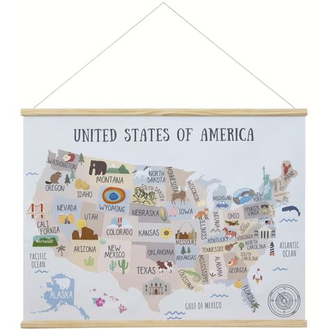 PRICES MAY VARY. DECORATIVE & EDUCATIONAL – This Montessori-inspired wall hanging not only makes learning enjoyable but also adds charm to your baby, toddler or kids room decor. Visually engaging USA wall map ignites your child’s curiosity about the United States’ geography and culture. Our learning posters are designed in Texas, USA INTRODUCTION TO 50 STATES – The USA states map poster features famous landmarks from the Statue of Liberty to the Grand Canyon accompanied by iconic animals and sym Homeschool Signs Decor, Usa States Map, Country Embroidery, Personal Timeline, Bedroom And Playroom, United States Geography, Map Nursery, Preschool Classroom Decor, Learning Poster