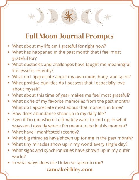 How To Work With The Moon, Light Work Journal Prompts, New Moon Activities, Full Moon Shadow Work, Full Moon Ritual Journal, New Moon Journaling, Witchy Journal Prompts, What To Do On A Full Moon, Witch Journal Prompts