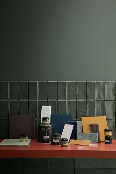 https://www.bertandmay.com/collections/little-greene Textured Tile Backsplash, Green Moodboard, British Green, Small Toilet, Little Greene Paint, Whole New World, Texture Packs, Handmade Tiles, Little Greene