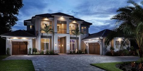 South Florida Designs – Riviera (G2-4738-S) House Plans Florida, Florida House Plans, Florida Design, Mediterranean Style Homes, Florida Style, Open Space Living, Florida House, Mediterranean Home, Mediterranean Homes