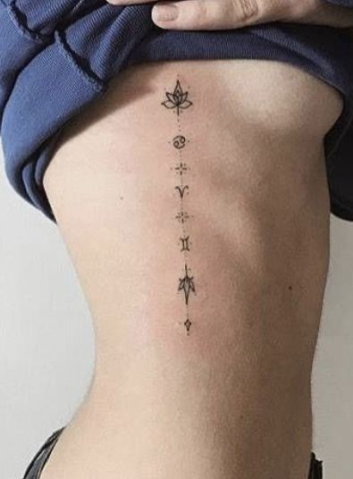 Side Of Stomach Tattoo For Women Simple, Henna On Side Of Stomach, Vertical Side Tattoos Women, Vertical Side Tattoo, Tattoo On Side Of Stomach, Side Tattoos Women Ribs Meaningful, Tattoos On Stomach, Side Body Tattoos For Women Ribs, Side Tattoos Women Ribs