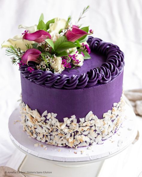 Ube Coconut Cake, Ube Birthday Cake, Coconut Butter Cake, Coconut Pastry Cream, Toasted Coconut Cake, Coconut Pastry, Ube Cake, Filipino Dish, Special Birthday Cakes