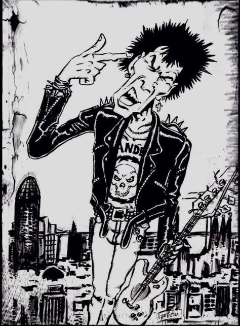 Punk Rock Art Design, Punk Line Art, Punk Cartoon Characters, Punk Fashion Drawing, Punk Comic Art, Punk Sketches, Punk Art Style, Punk Art Drawings, Punk Pfp