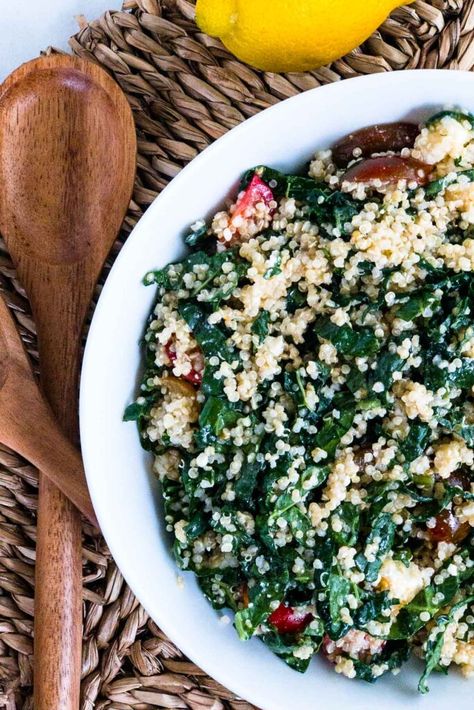 Roasted Broccoli Quinoa Salad With Honey Mustard Dressing, Quinoa Salad With Lemon Vinaigrette, Kale Salad With Lemon Vinaigrette, Quinoa Kale Sweet Potato Salad, Quinoa Kale Salad With Lemon Dressing, Side Salad Recipes, Main Dish Salads, Quinoa Salad, Side Salad