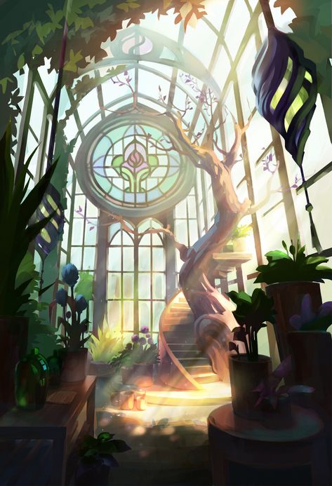 Fantasy Greenhouse, Mood Sketch, Art Style Challenge, Floating City, Color Script, Disney Fun Facts, Location Inspiration, Fantasy House, Fantasy City