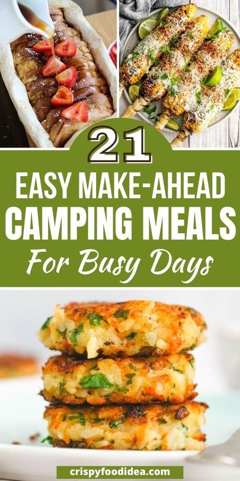 These easy make-ahead camping meals are best for meal prep and for holidays. Family Camping Meals, Meals For Camping, Campfire Dinners, Camping Food Make Ahead, Camping Meal Planning, Camping Lunches, Camping Dinners, Easy Camping Meals, Summer Corn Salad