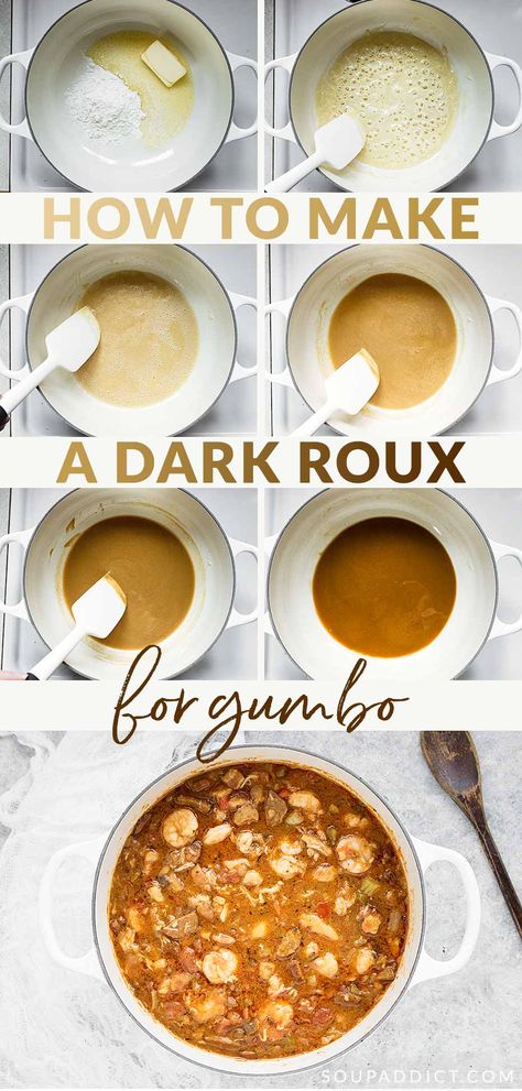 Roux Recipe Gumbo, Gumbo Roux Recipe New Orleans, Homemade Roux For Gumbo, How To Make A Roux For Gumbo, Dark Roux Gumbo Recipe, Seafood And Chicken Gumbo, Gumbo Rue Recipe, Oven Roux Recipe, Gumbo Roux Easy