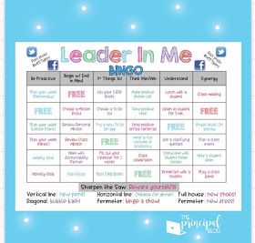 The Principal Blog: Motivation BINGO - #Leaderinme Student Leadership Activities Elementary, Leader In Me Activities, Leadership Activities For Kids, Leader In Me Classroom Ideas, Staff Bingo, The Leader In Me, Capturing Kids Hearts, Blog Motivation, Leadership Games