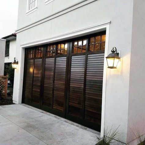 Garage Door Wall Ideas, Garage Door Designs Ideas, Garage Door With Windows Modern, Garage Doors Glass Panel, Garage Doors With Windows That Open, Modern Garage Doors Glass, Double Garage Doors With Windows, Garage Door Options, Diy Modern Garage Door