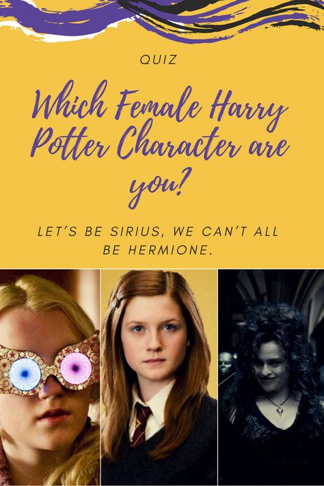 Let’s be Sirius, we can’t all be Hermione. So find out which Harry Potter lady you are! Let’s stick our faces in this virtual Pensieve and find out... All Harry Potter Characters, Harry Potter Female Characters, Harry Potter Fun Facts, Harry Potter Ideas, Percy Jackson Gods, Harry Potter Expecto Patronum, Female Harry Potter, Harry Potter Character, Harry Potter Quizzes