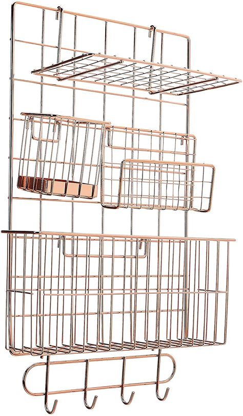 Wire Grid Wall, Metal Wall Grid, Grid Organizer, Wall File Organizer, Wall File Holder, Letter Sorter, Rose Gold Office, Wall Grid, Pencil Cup Holder