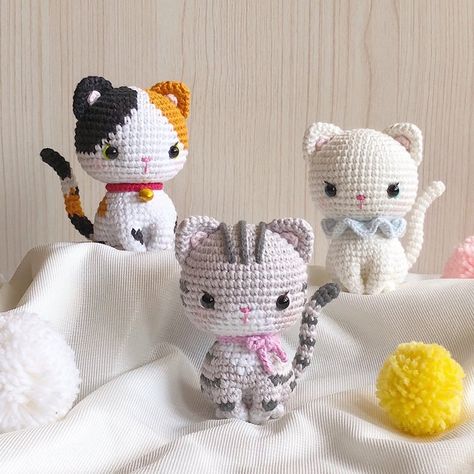 Amigurumi Baba, Kat Haken, Crochet Cats, Crocheted Amigurumi, Cat Patterns, Calico Kitten, Animals Crochet, Crochet Cat Pattern, Cat Amigurumi