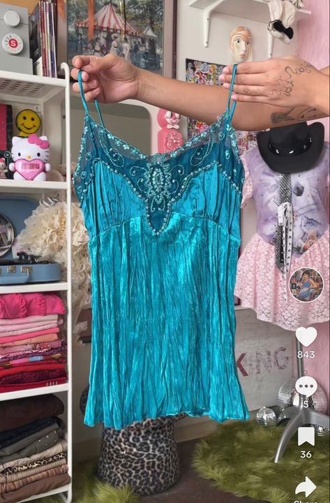 Lagoona Redesign, Teal Top Outfit, Greece Outfit, Blue Cami, Future Outfit, Princess Outfits, Beaded Top, Mermaid Fashion, Feminine Outfit