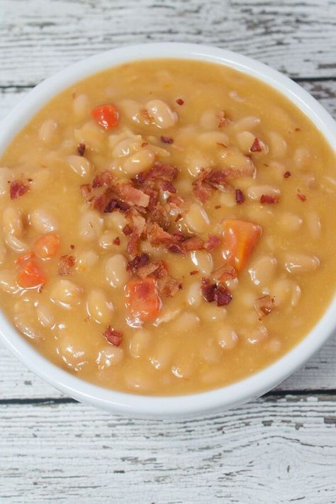 Copycat Campbell's Bean Bean With Bacon Soup Recipe, Bean Bacon Soup, Bean With Bacon Soup, Bacon Soup Recipes, Salt Making, Bean And Bacon Soup, Making Chicken, Bacon Soup, Ham And Beans