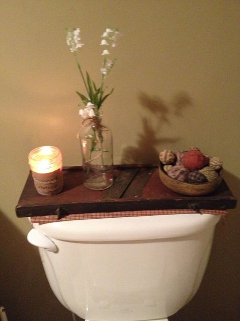 toilet tank decoration ideas | Toilet tank cover..... :-) Toilet Lid Decor, Toilet Tank Decor Ideas, Florida Retirement, Bathroom Decor Toilet, Cool Toilets, Toilet Tank Cover, Reuse Ideas, Popular Living Room, Future Inspiration