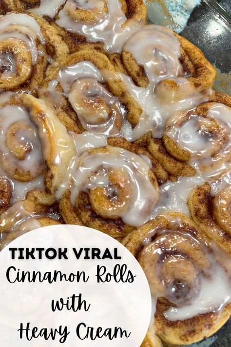 If you're a fan of TikTok viral recipes, you've likely come across the viral recipe for cinnamon rolls with heavy cream. This semi-homemade recipe takes a shortcut by using canned cinnamon rolls and adds a decadent twist with the addition of heavy cream. The result is a deliciously gooey and rich treat that has taken the internet by storm. Semi Homemade Desserts Easy, Semi Homemade Cinnamon Rolls Easy Recipes, Best Cinnamon Rolls Ever From Can, Rhodes Cinnamon Rolls With Heavy Cream And Pecans, Dessert Recipes Using Canned Cinnamon Rolls, Cinnamon Rolls Semi Homemade, Rhodes Cinnamon Rolls With Ice Cream, Ultimate Cinnamon Rolls, Til Too Cinnamon Rolls