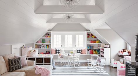 See How One Designer Filled a Home With Color and Pattern—Without It Becoming Overwhelming Attic Room Design, Attic Playroom Ideas, Home With Color, Bonus Room Ideas, Attic Renovation Ideas, Finished Attic, Attic Playroom, Attic Room, Attic Conversion