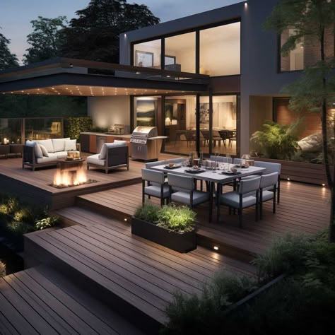 Hardscape Ideas Backyard Outdoor Living, Outdoor Living Space With Pool, Luxury Outdoor Living Space, Landscape Makeover, Outdoor Living Room Ideas, Terrace Design Ideas, Outdoor Living Space Ideas, Luxury Patio, Luxury Patio Furniture