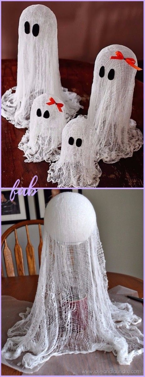 DIY Simple Floating Ghost Tutorial Ghost In Trees Diy, Ghost Lanterns Diy, Floating Ghosts Diy, Diy Floating Ghost, Ghost Centerpieces Diy, Ghost Ideas, Ghost Decorations Diy, Diy Ghost, Diy Halloween Ghost Decorations