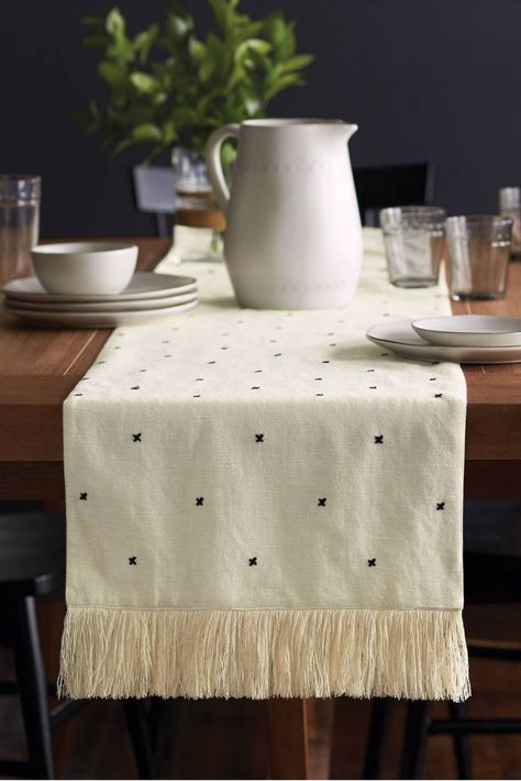 Embroidered Table Runner Apartment Shopping, Cream Table, Magnolia Collection, Hearth & Hand With Magnolia, Embroidered Table Runner, Target Home Decor, Chip And Joanna Gaines, Dark Wall, Industrial Modern