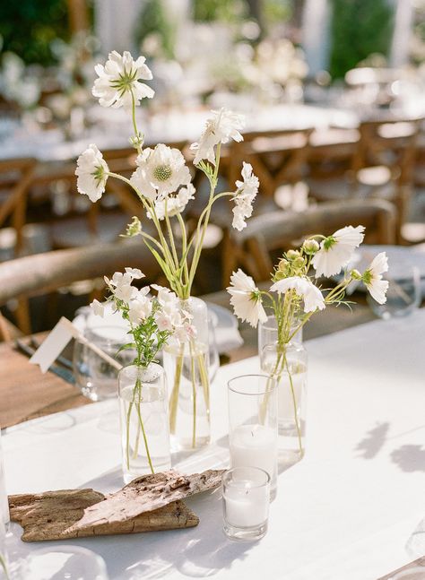 Bud Vases Wedding, Beach Village, Bainbridge Island, Wedding Vases, Minimal Wedding, Contemporary Wedding, Wedding Table Settings, Wedding Mood Board, Wedding Tablescapes