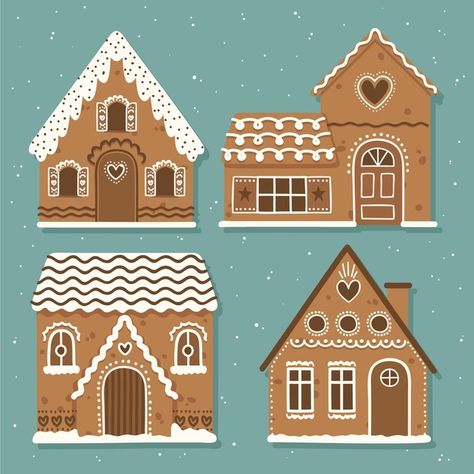 Hand drawn gingerbread house collection | Free Vector #Freepik #freevector #christmas #winter #house #hand Christmas Stories For Kids, Cardboard Gingerbread House, Yule Tide, Gingerbread House Designs, Gingerbread Party, Gingerbread Crafts, Gingerbread Village, Gingerbread Christmas Decor, Gingerbread House Decorations