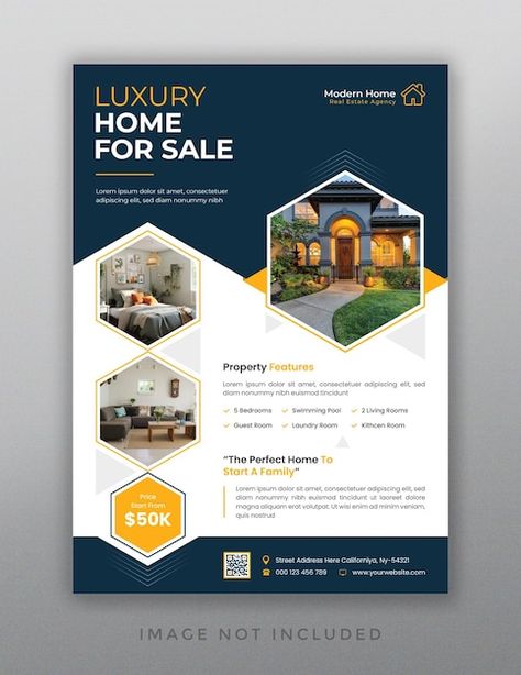 Real estate business flyer template | Premium Vector #Freepik #vector #brochure #simple-brochure #minimal-flyer #flyer Simple Flyer Design, Corporate Social Media Post, Corporate Social Media, Simple Flyer, Luxury Modern Homes, Real Estate Flyer Template, Pinterest Design, Marketing Flyers, Newsletter Design