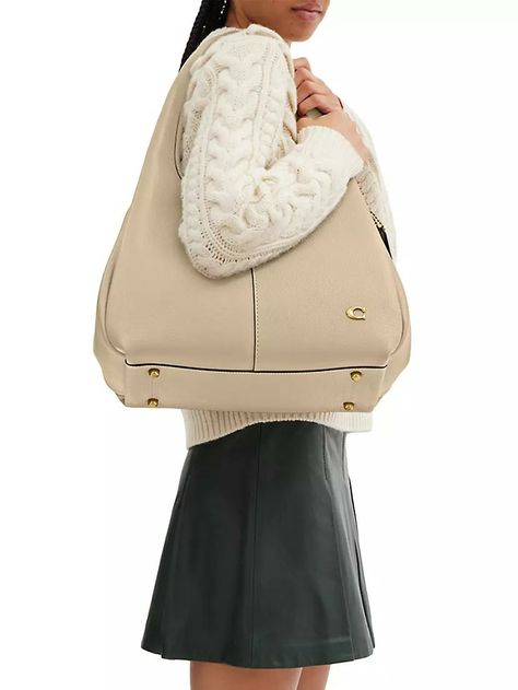 COACH | Lana Pebble Ivory Leather Shoulder Bag Coach Lana Bag Outfit, Lana Shoulder Bag Coach, Coach Lana Bag, Coach Purse Aesthetic, Manifestation 2024, Purse Aesthetic, Uni Bag, 2024 Wishlist, Favorite Purse