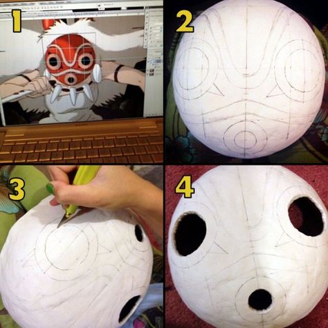 Mononoke Mask, Princess Mononoke San, Princess Mononoke Cosplay, Studio Ghibli Party, Studio Ghibli Crafts, Sans Cosplay, Costume Carnaval, Fitness Shirts, Mask Tutorial