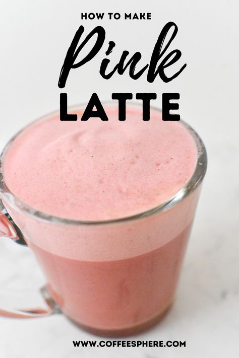 Pink latte in a glass Beet Latte, Easy Coffee Drinks Recipes, Homemade Coffee Drinks, Coffee Muffins, How To Make Pink, Pink Latte, Pink Cafe, Coffee Valentines, Espresso Drinks