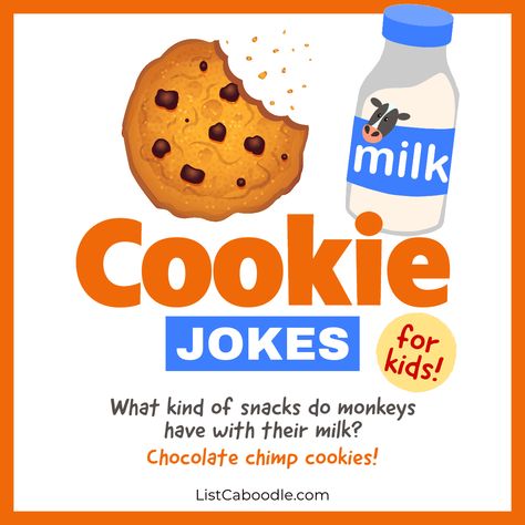 Cookie Jokes for Kids: • What do you call a metric cookie? A gram cracker. • What do you call a smart cookie? Academia nut. Lego Jokes, Gram Cracker, Gram Crackers, Foodie Quotes, Chocolate Sticks, Kinds Of Cookies, Funny Jokes For Kids, School Jokes, Royal Icing Decorations