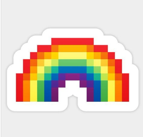 credit: Pixel Rainbow Sticker by Mousekidoodle on Teepublic Rainbow Pixel Art, Pixel Stickers, Pixel Rainbow, Pixel Art Sticker, Rainbow Kawaii, Rainbow Magnet, Lgbt Sticker, Perler Bead Templates, Tumblr Stickers