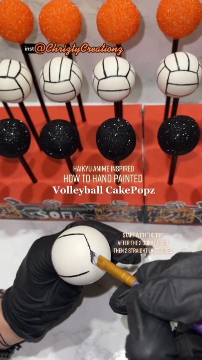 Volleyball Cake Pops, Volleyball Treats, Cake Pop Tutorial, Booster Club, Sport Volleyball, Cake Designs Birthday, Cakepops, Hand Painting, Diy Clay