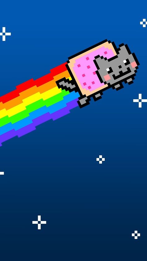 HD Nyan Cat Wallpaper Explore more Animated, Cartoon Cat, Flying Cat, Japanese, Nyan Cat wallpaper. https://www.whatspaper.com/hd-nyan-cat-wallpaper-2/ Nyah Cat, Tac Nayn, Cat Iphone Wallpaper, Cats Wallpaper Iphone, Nya Cat, Cat Flying, Ideas For Cats, Widget Pics, Cat Space