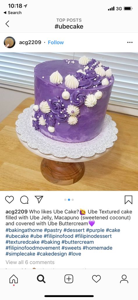 Ube Cake Design, Ube Cake, Cake Design Ideas, Cake Filling, Cake Flower, Filipino Desserts, Cake Decorating Ideas, Cake Fillings, Filipino Recipes