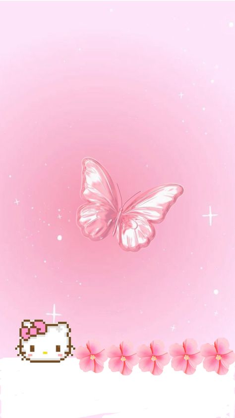 Hello kitty,butterfly,simple,backround Butterfly Hello Kitty, Hello Kitty Butterfly, Pink Backround, Butterfly Simple, Cute Tattoos For Women, Cute Tattoos, Tattoos For Women, Hello Kitty, Kitty