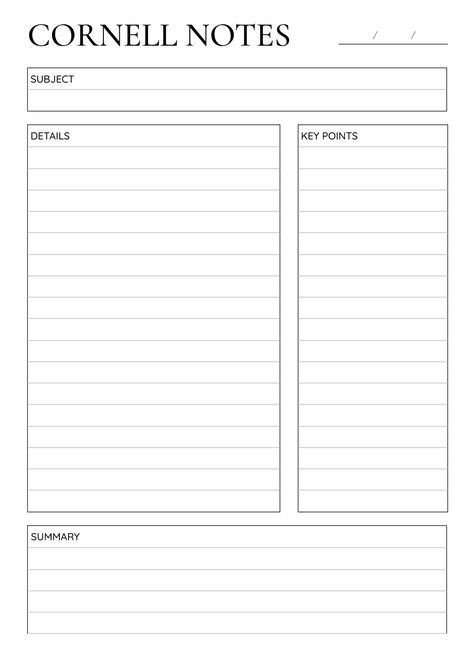 College Templates, Cornell Note Taking Template, Printable Notes Templates, Google Docs Templates, Online Notes, Meeting Notes Template, Google Doc Templates, Cornell Notes Template, Work Notes