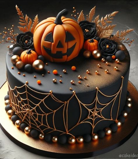 Halloween Theme Cakes Ideas, Pretty Halloween Cakes, Halloween Wedding Cake Ideas, Halloween Cake Decorations Ideas, Fall Cakes Ideas, Spooky Cake Ideas, Halloween Tårta, Halloween Cakes Ideas, Decorating Cake Ideas