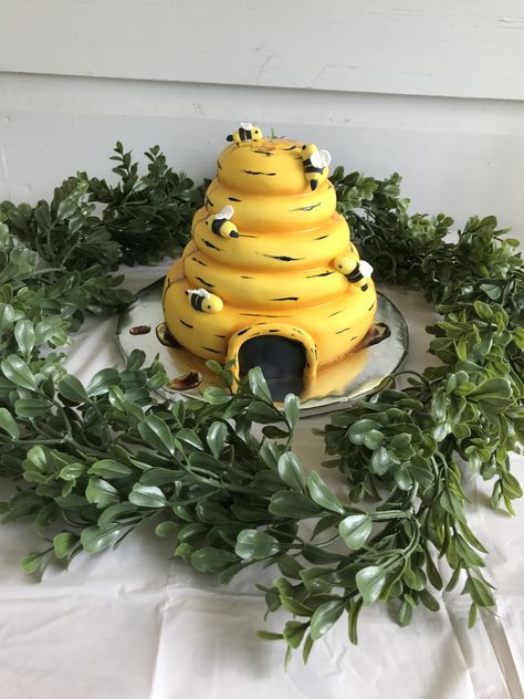 Beehive Cake Ideas, Beehive Smash Cake, Bee Hive Smash Cake, Bee Smash Cake, Bees Cake, Bee Hive Cake, Beehive Cake, Honey Party, Bee Birthday Cake