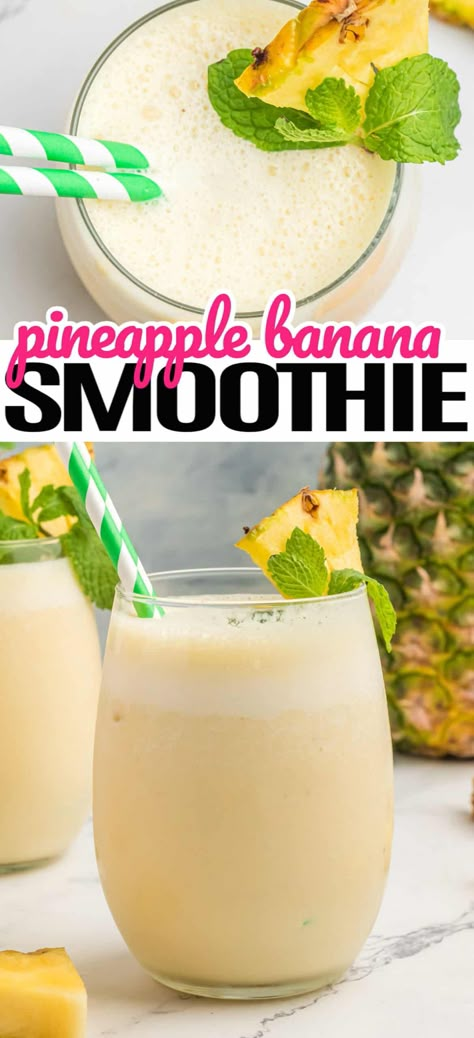 Pineapple Yogurt Smoothie, Banana Juice Recipe, Pineapple Smoothie Healthy, Banana Shake Recipe, Frozen Fruit Smoothie Recipes, Pineapple Breakfast, Cottage Cheese Smoothie, Pineapple Banana Smoothie, Orange Juice Smoothie