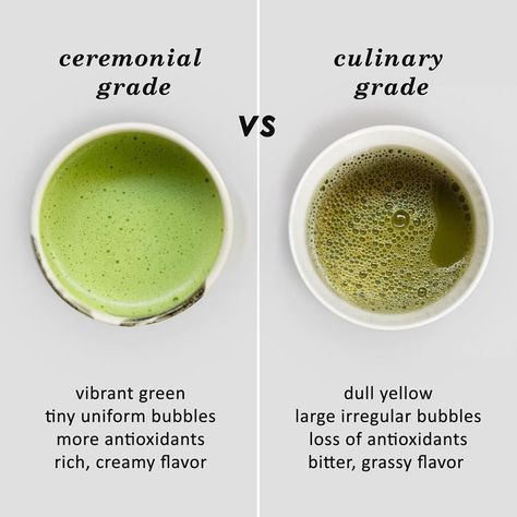 ALL FROTH. Did you know the layer of foam on your matcha speaks volumes about its quality? Don't get fooled by the words 'ceremonial grade' again. ⠀⠀⠀⠀ ⠀⠀⠀⠀ Small, even bubbles can only be whisked up using stone ground matcha. This ancient process takes ages but yields finer matcha particles without heat. No heat = more antioxidants, enzymes, amino acids and rich, creamy flavor. ⠀⠀⠀⠀ ⠀ ⠀⠀&#10 Matcha Vs Coffee, Matcha Health Benefits, Matcha Tea Recipes, Pique Tea, What Is Matcha, Matcha Green Tea Recipes, Ceremonial Grade Matcha, Ceremonial Matcha, Green Tea Recipes