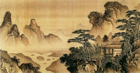 Japanese Traditional Painting, House In Mountains, Chinese Tapestry, Ancient Chinese Painting, Knight Errant, Chinese Traditional Art, Chinese Home Decor, Head Spa, Asian Wall Art