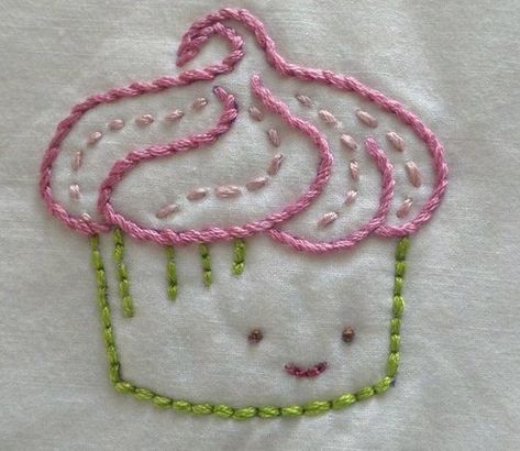 Embroidery Cupcake, Cupcake Embroidery, Thick Embroidery, Animal Embroidery Patterns, Baby Dress Embroidery, Cupcake Inspiration, Cute Sweets, Lori Holt, Ideas Embroidery